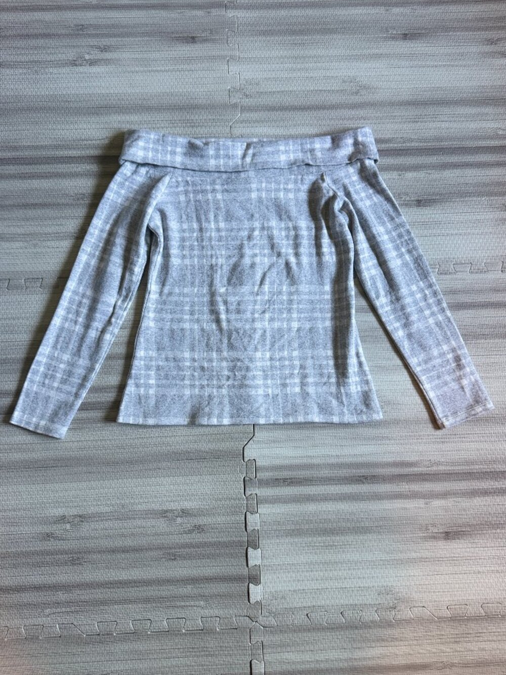 Banana Republic Women's Plaid Brushed Off the Shoulder Cowl Neck Sweater